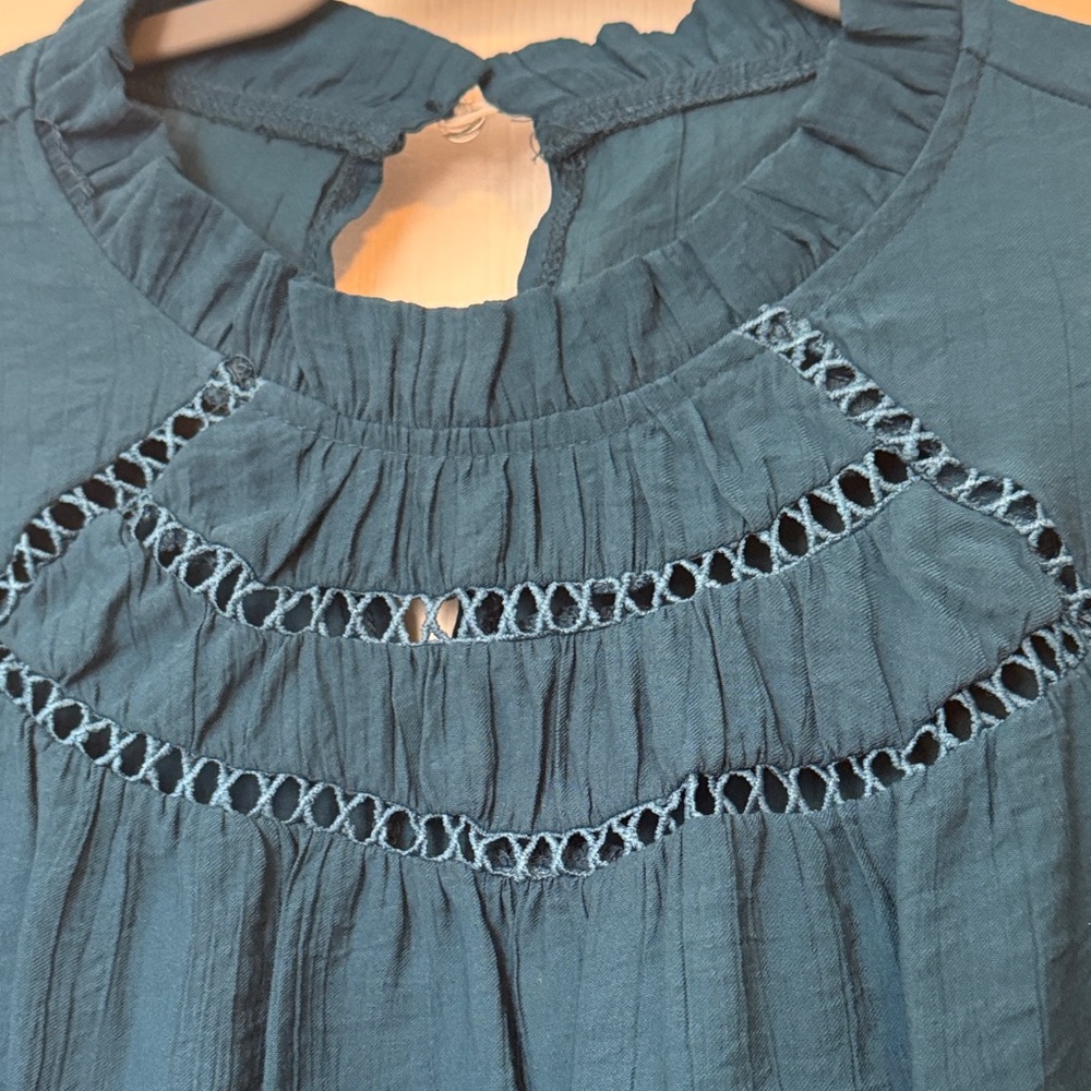 SHEIN Dark Teal Ruffle Sleeve Blouse - Picture 4 of 7